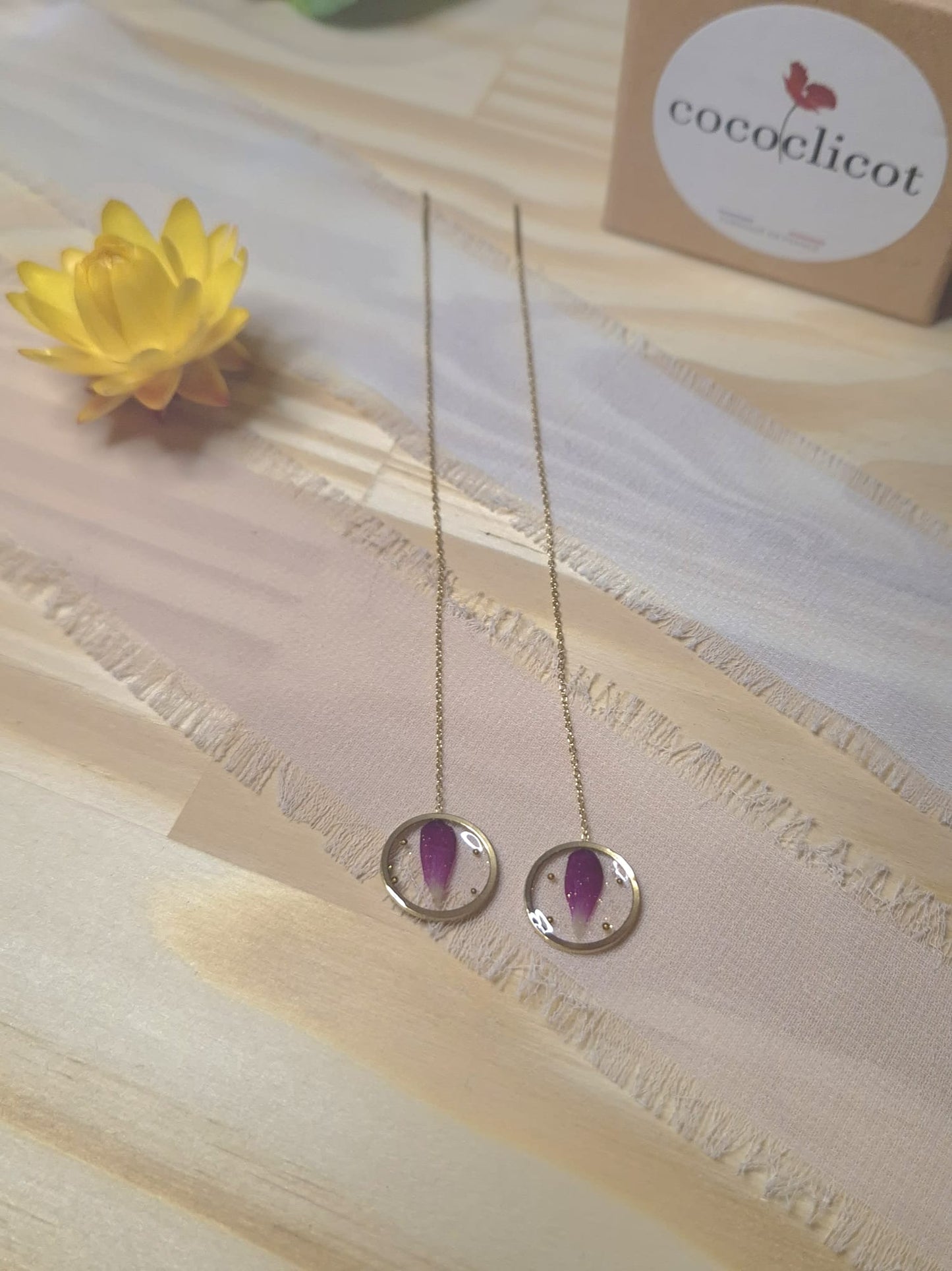 Chaînes d'oreilles botaniques - Rose et perles